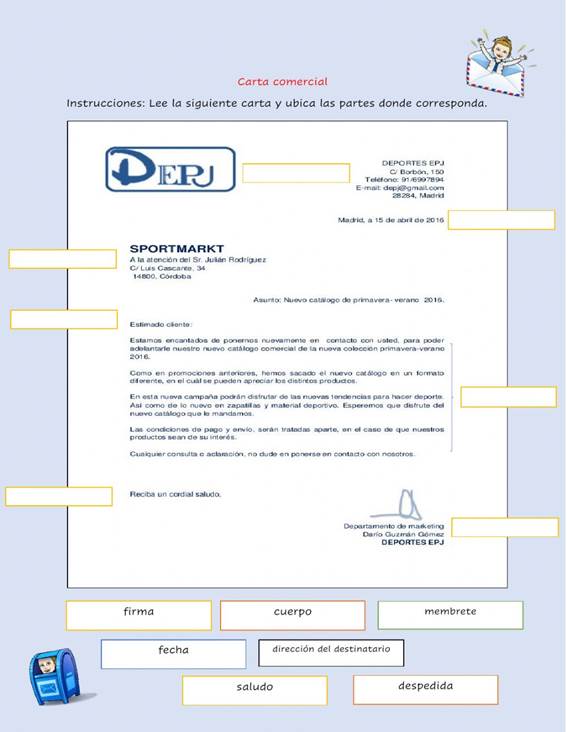 Ejercicio de Carta comercial
